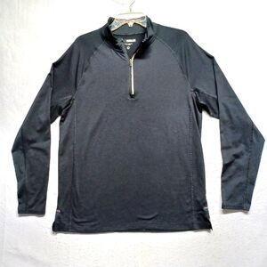 Four Laps Wool Polyester Blend Quarter Zip Pull Over Sweater Color Black Sz L